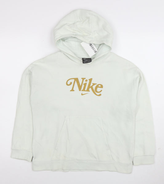Nike Girls White Pullover Hoodie Loose Fit Size 146 Logo Sportswear
