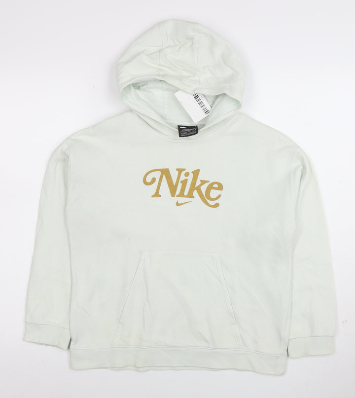 Nike Girls White Pullover Hoodie Loose Fit Size 146 Logo Sportswear