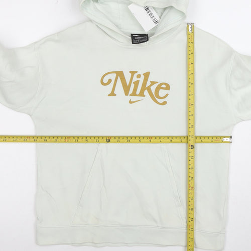 Nike Girls White Pullover Hoodie Loose Fit Size 146 Logo Sportswear