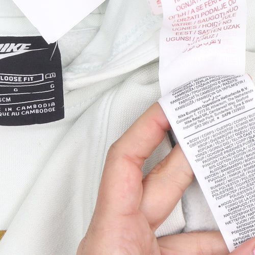 Nike Girls White Pullover Hoodie Loose Fit Size 146 Logo Sportswear