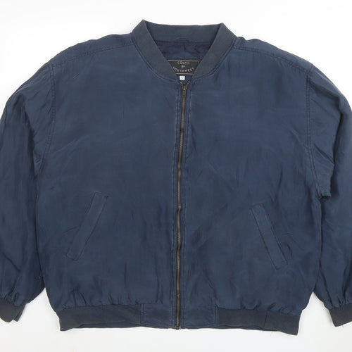 Silk by Southwest Men's Blue Silk Bomber Jacket L Casual Zip-Up
