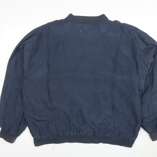 Silk by Southwest Men's Blue Silk Bomber Jacket L Casual Zip-Up