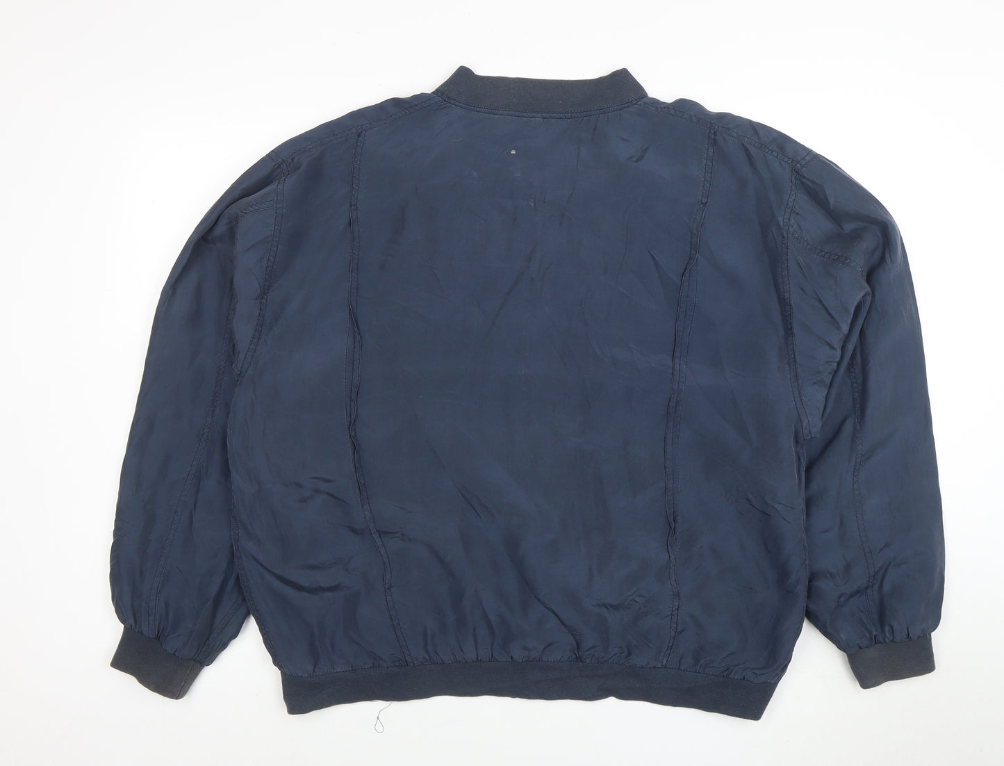 Silk by Southwest Men's Blue Silk Bomber Jacket L Casual Zip-Up