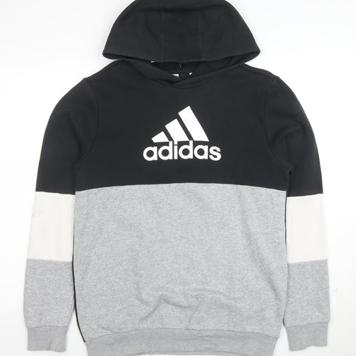 Adidas Men's Black XL Pullover Hoodie Grey Trim Sportswear