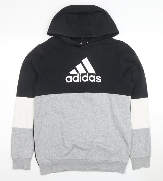 Adidas Men's Black XL Pullover Hoodie Grey Trim Sportswear