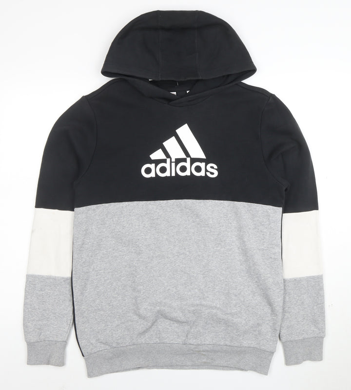 Adidas Men's Black XL Pullover Hoodie Grey Trim Sportswear
