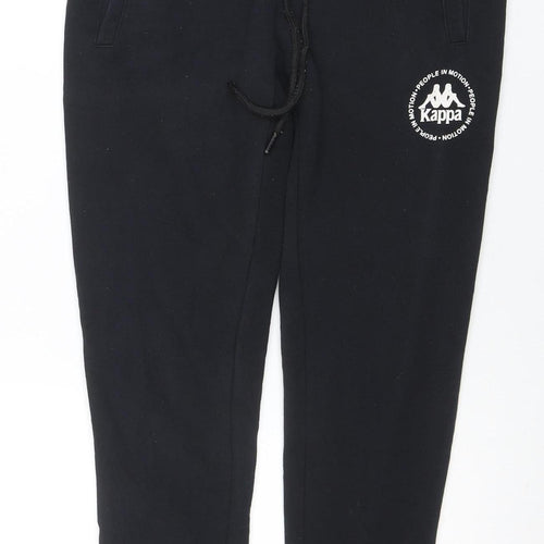 Kappa Mens Black Small Jogger Sweatpants Fleece Tapered Fit