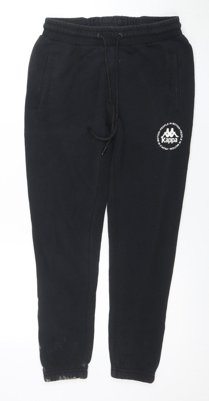 Kappa Mens Black Small Jogger Sweatpants Fleece Tapered Fit