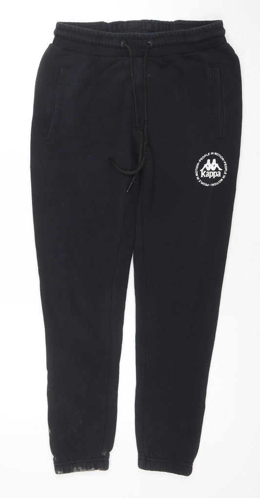 Kappa Mens Black Small Jogger Sweatpants Fleece Tapered Fit
