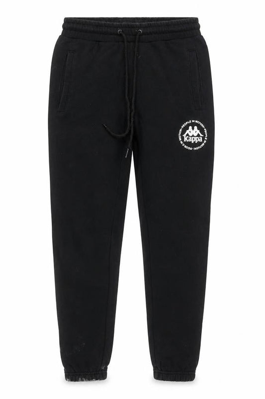 Front view of Kappa men’s black small jogger sweatpants fleece tapered fit