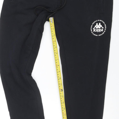 Kappa Mens Black Small Jogger Sweatpants Fleece Tapered Fit