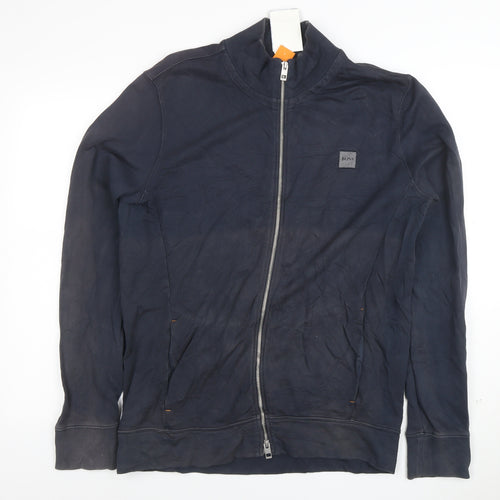 Hugo Boss Men's Blue Full Zip Sweatshirt Size L Cotton Blend