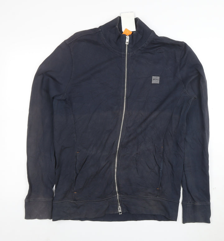 Hugo Boss Men's Blue Full Zip Sweatshirt Size L Cotton Blend