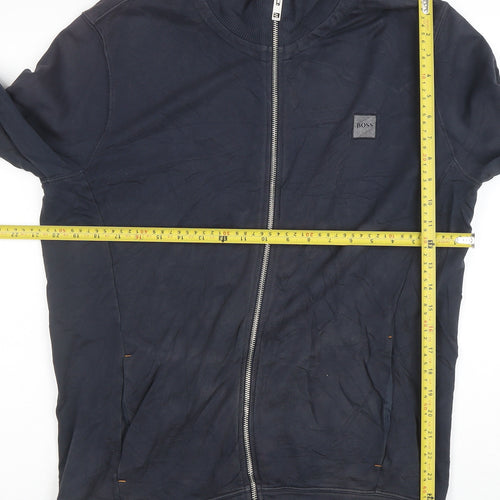 Hugo Boss Men's Blue Full Zip Sweatshirt Size L Cotton Blend
