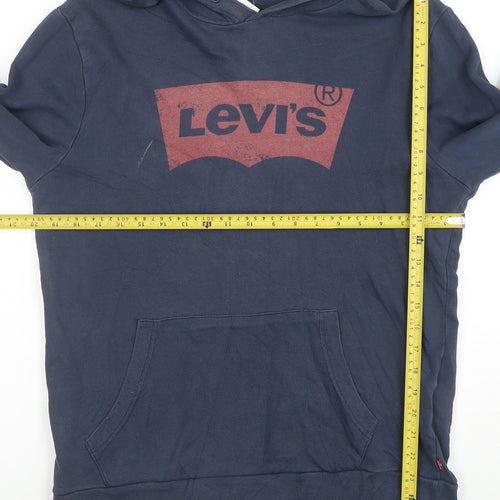 Levi's Men's Blue Pullover Hoodie M Logo Graphic Cotton Sweatshirt