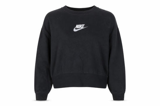 Front view of Nike Women's Black XS Cropped Crew Neck Sweatshirt