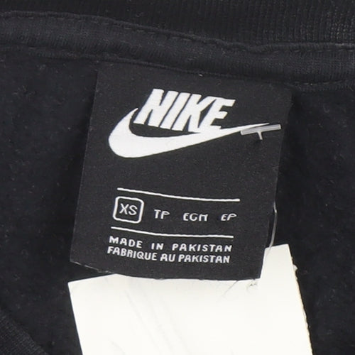 Nike Women's Black XS Cropped Crew Neck Sweatshirt