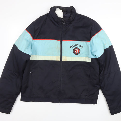 Adidas Men's Blue M Retro Bomber Jacket Full Zip Lined Sportswear