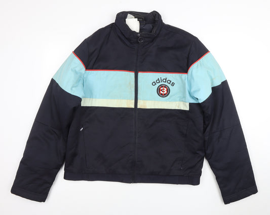 Adidas Men's Blue M Retro Bomber Jacket Full Zip Lined Sportswear