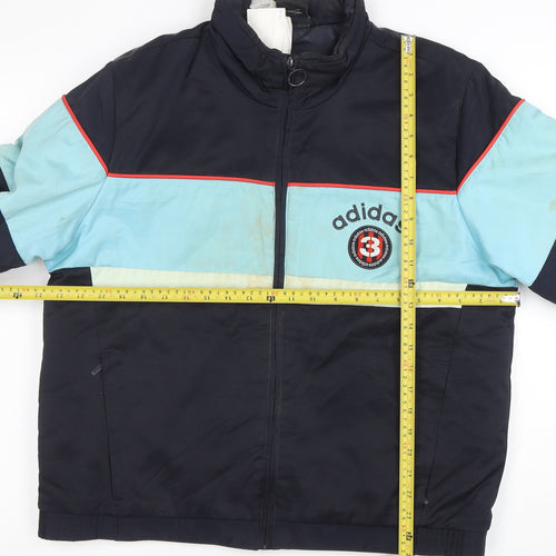 Adidas Men's Blue M Retro Bomber Jacket Full Zip Lined Sportswear
