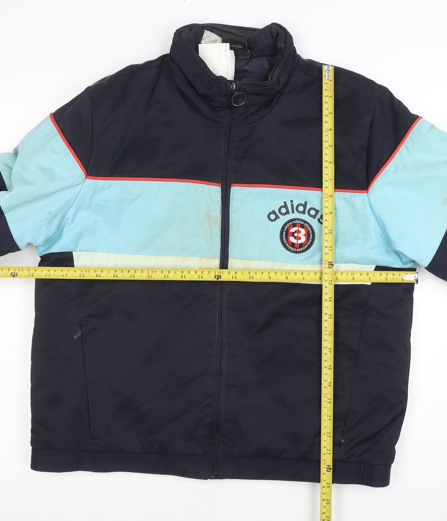 Adidas Men's Blue M Retro Bomber Jacket Full Zip Lined Sportswear
