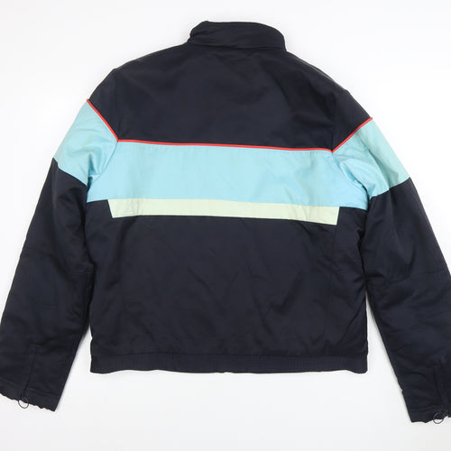 Adidas Men's Blue M Retro Bomber Jacket Full Zip Lined Sportswear
