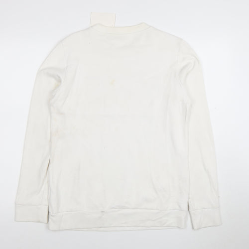 Reebok Classic Mens White Small Crew Neck Graphic Sweatshirt