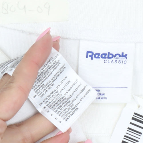 Reebok Classic Mens White Small Crew Neck Graphic Sweatshirt