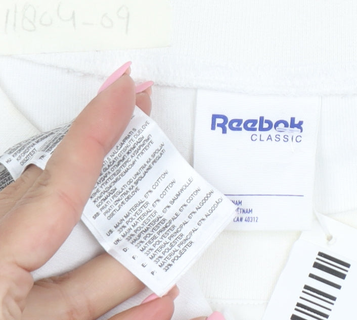 Reebok Classic Mens White Small Crew Neck Graphic Sweatshirt