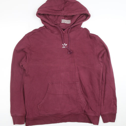 Adidas Women’s Burgundy Pullover Hoodie UK 12 Cotton Blend Casual