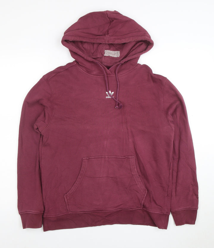 Adidas Women’s Burgundy Pullover Hoodie UK 12 Cotton Blend Casual