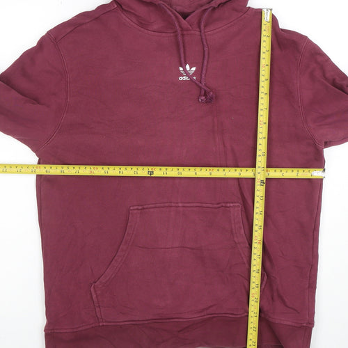 Adidas Women’s Burgundy Pullover Hoodie UK 12 Cotton Blend Casual