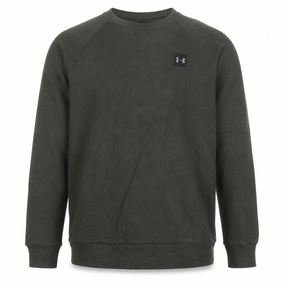 Front view of Under Armour Men's Green XS Crew Neck Pullover Sweatshirt