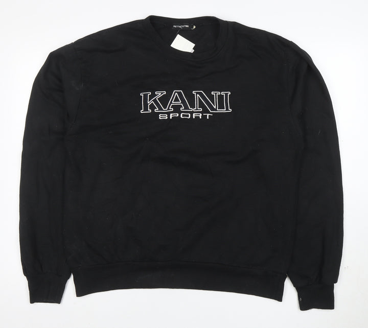 PrettyLittleThing Women Black Small Kani Sport Logo Pullover Sweatshirt