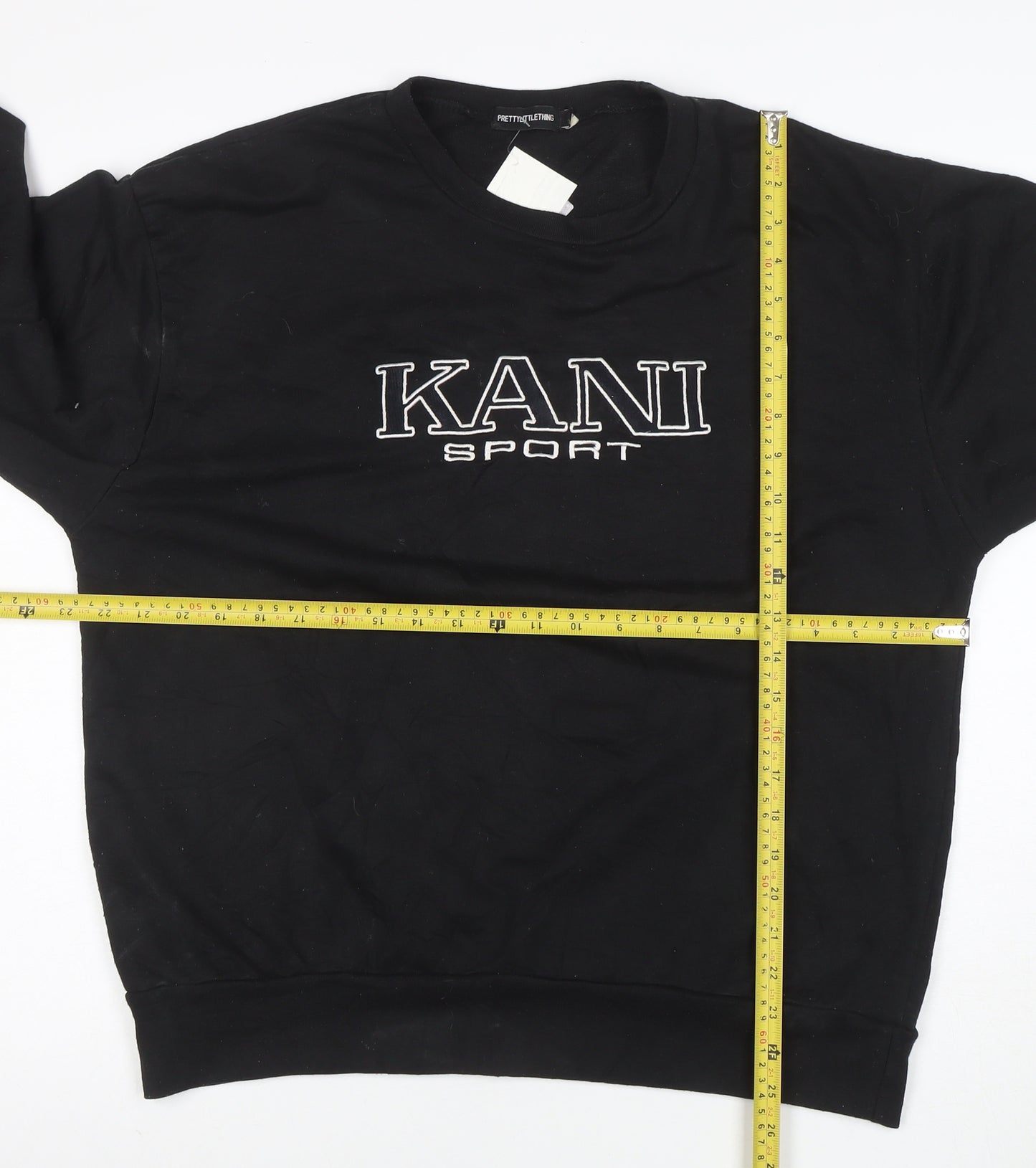 PrettyLittleThing Women Black Small Kani Sport Logo Pullover Sweatshirt