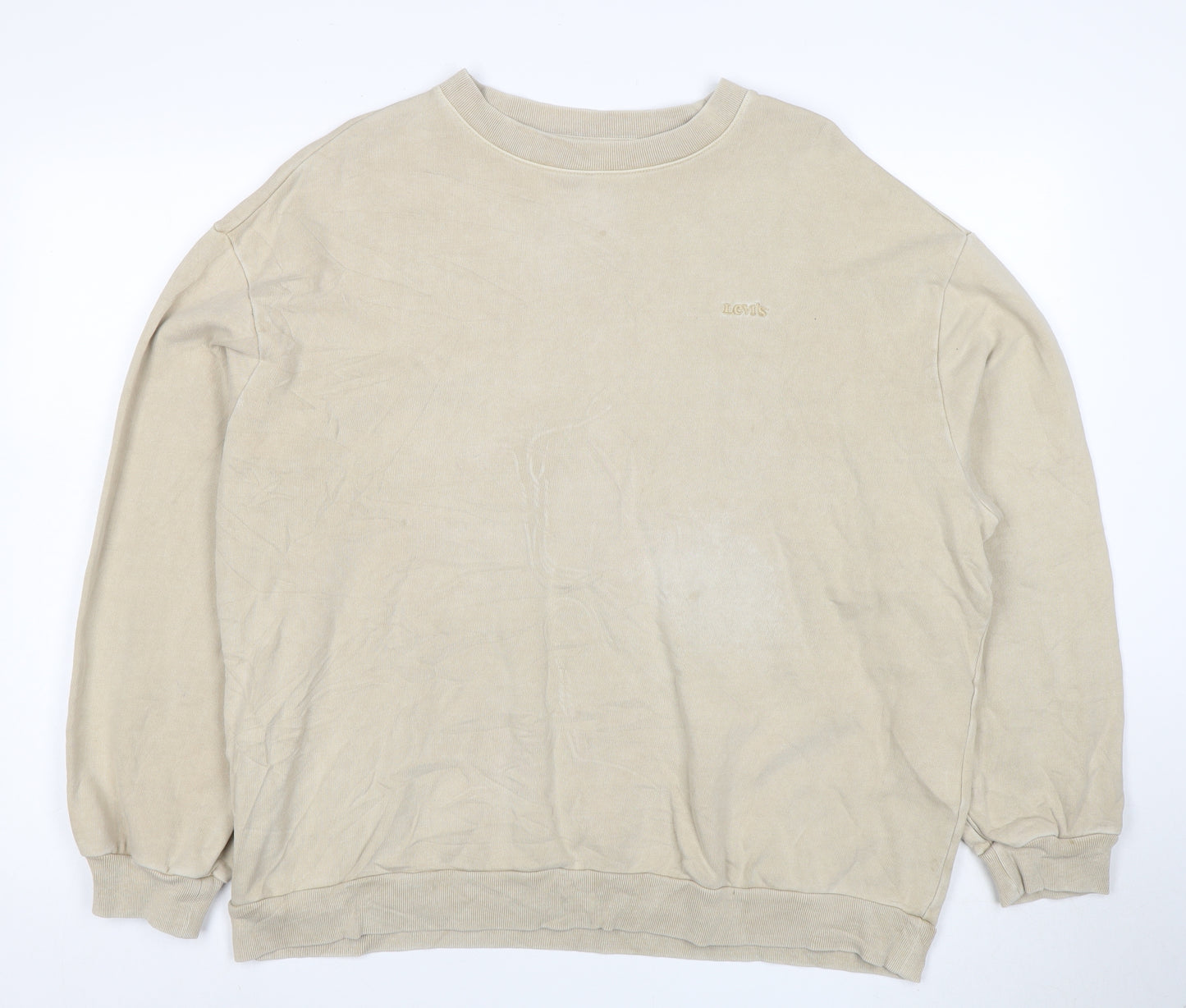 Levi's Men's Beige Cotton Crew Neck Pullover Sweatshirt M