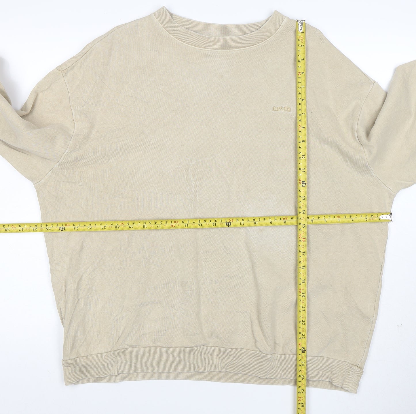 Levi's Men's Beige Cotton Crew Neck Pullover Sweatshirt M