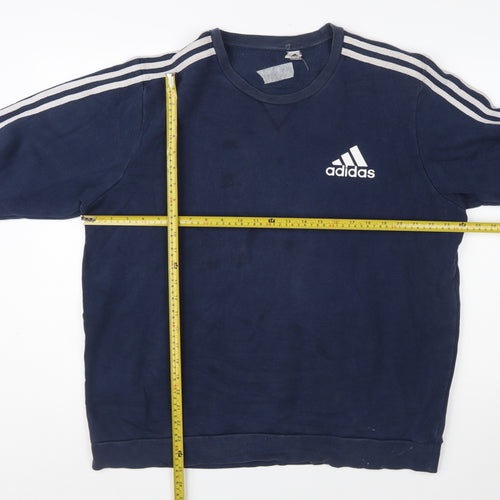 Adidas Mens Blue XL Pullover Sweatshirt Crew Neck Logo Sportswear