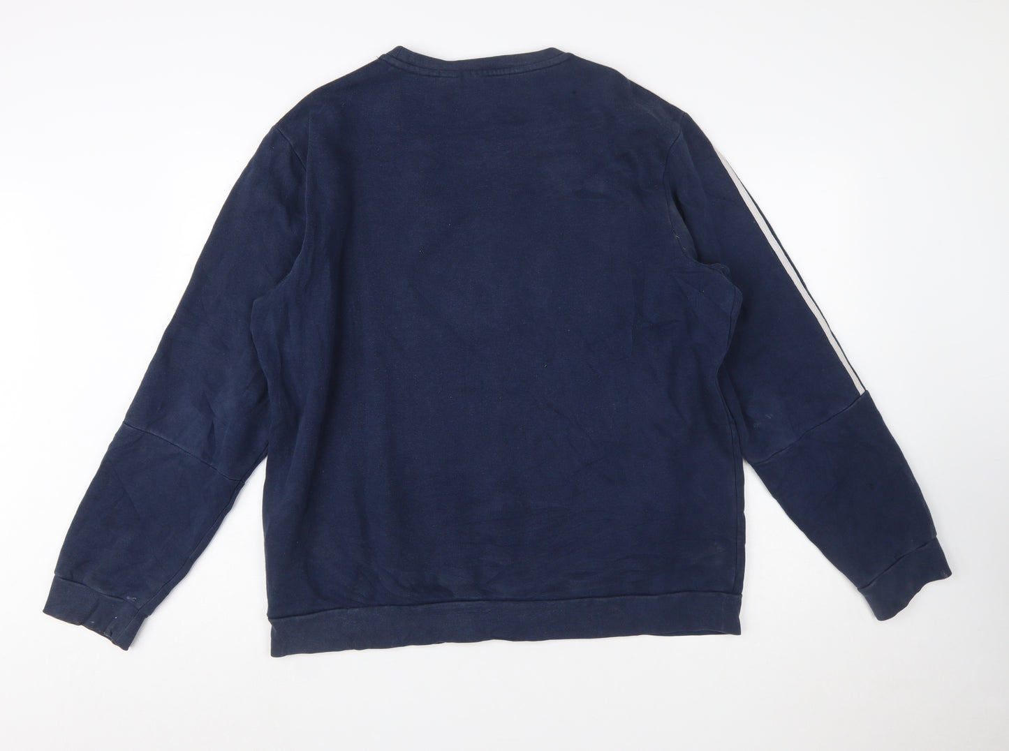 Adidas Mens Blue XL Pullover Sweatshirt Crew Neck Logo Sportswear