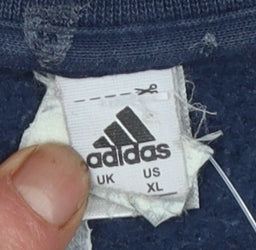 Adidas Mens Blue XL Pullover Sweatshirt Crew Neck Logo Sportswear