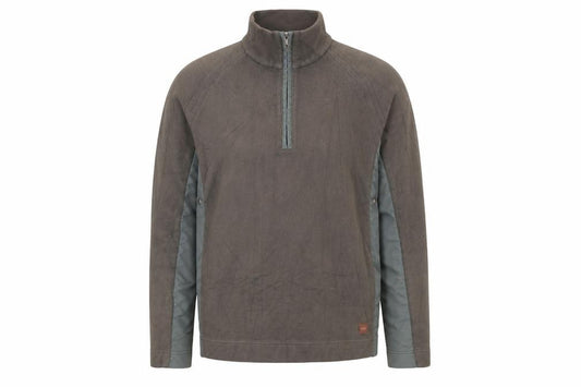 Front view of Hugo Boss Men's Grey 1/2 Zip Pullover Sweatshirt L Regular Fit