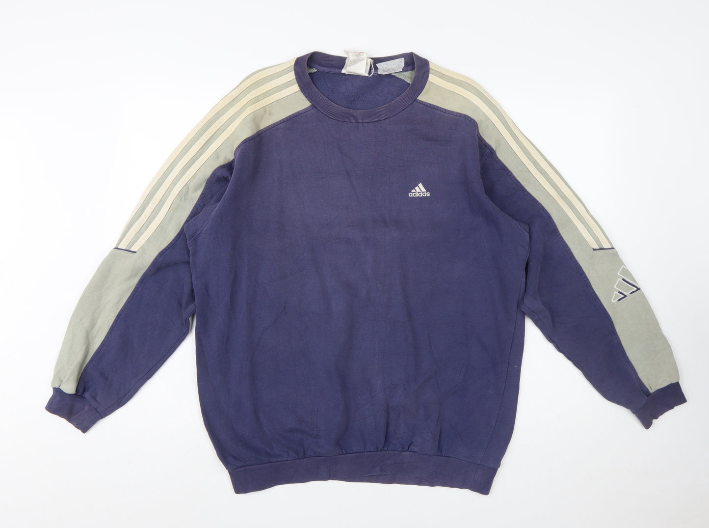 Adidas Men Blue Retro Logo Crew Neck Pullover Sweatshirt S