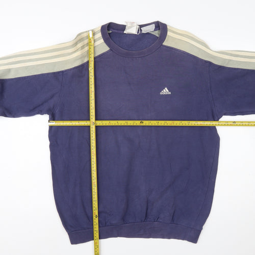 Adidas Men Blue Retro Logo Crew Neck Pullover Sweatshirt S