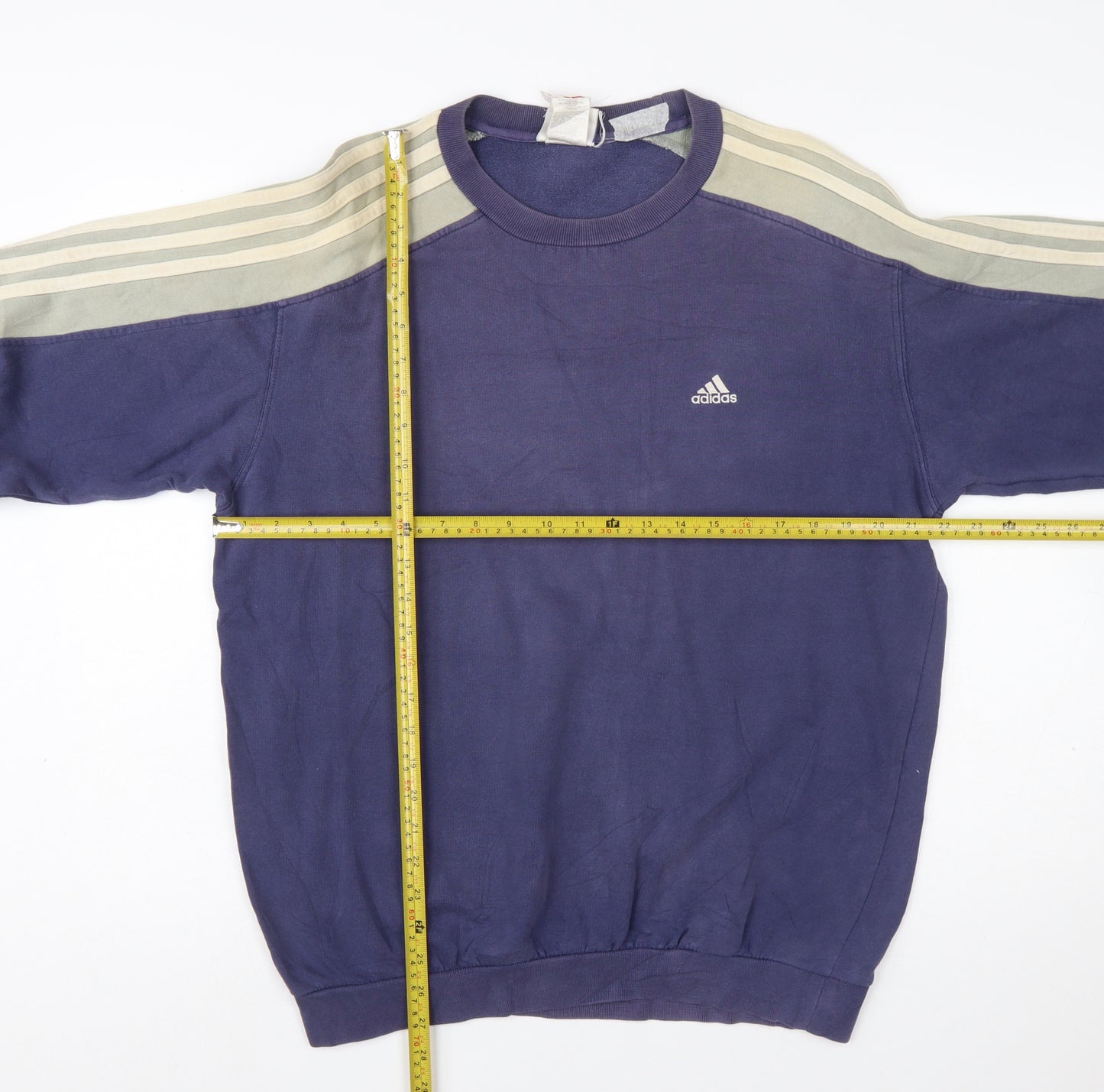 Adidas Men Blue Retro Logo Crew Neck Pullover Sweatshirt S