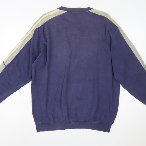 Adidas Men Blue Retro Logo Crew Neck Pullover Sweatshirt S