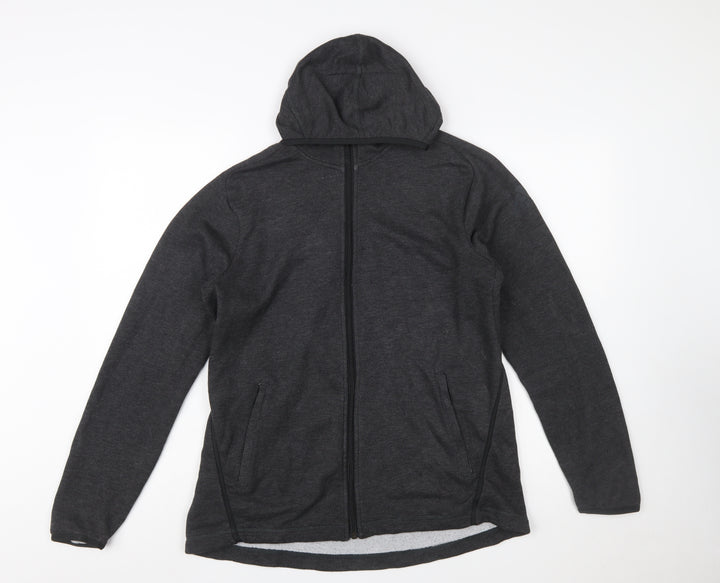 Adidas Womens Black Full Zip Hoodie L 16-18 Climalite Lightweight