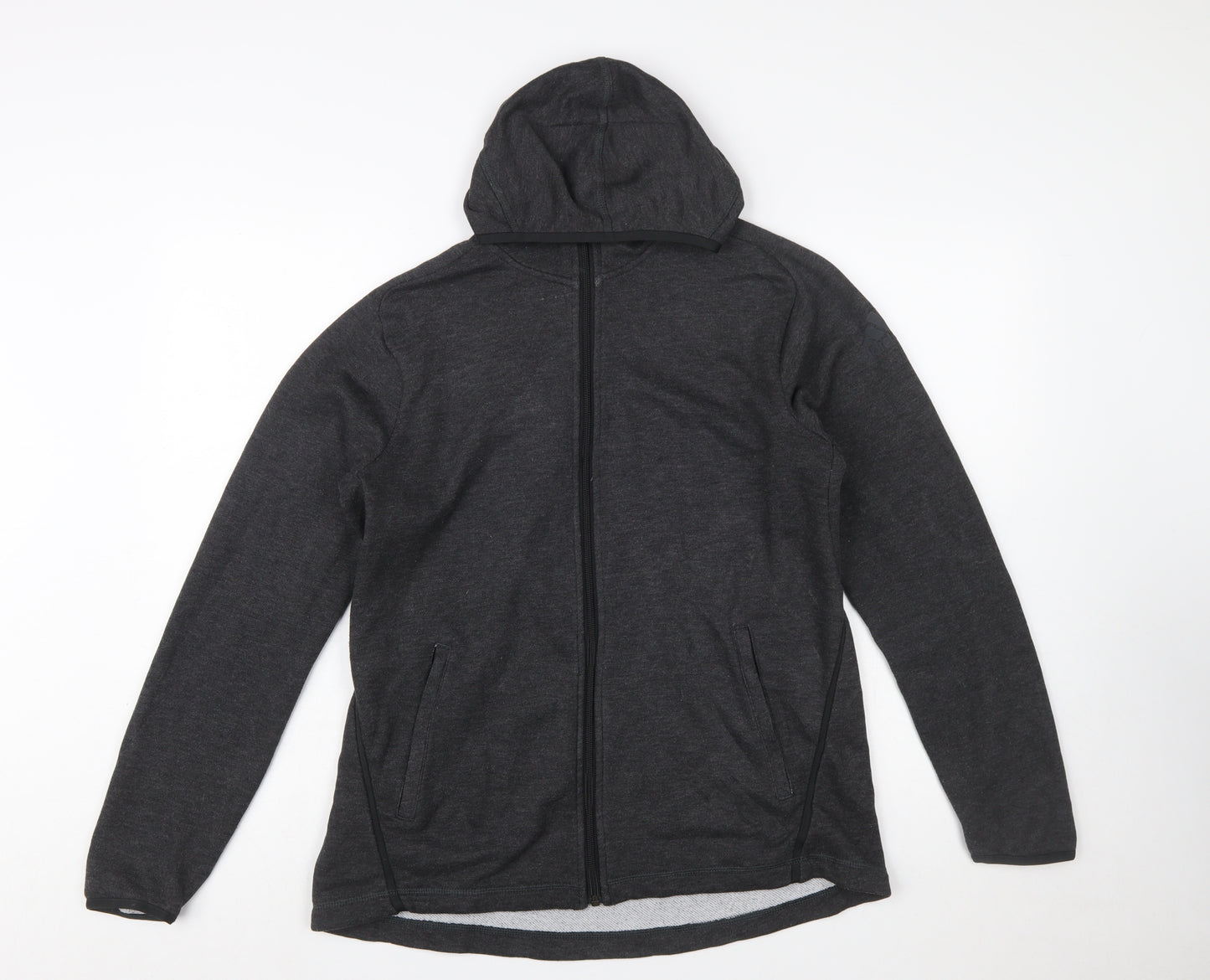 Adidas Womens Black Full Zip Hoodie L 16-18 Climalite Lightweight