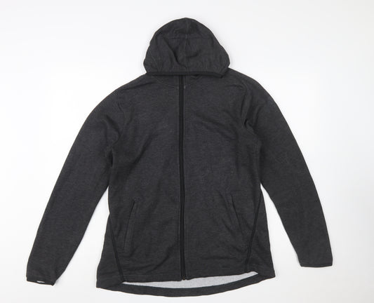 Adidas Womens Black Full Zip Hoodie L 16-18 Climalite Lightweight