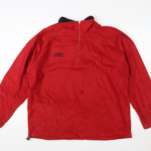 Umbro Men's Red Fleece 1/4 Zip Pullover Sweatshirt Size L