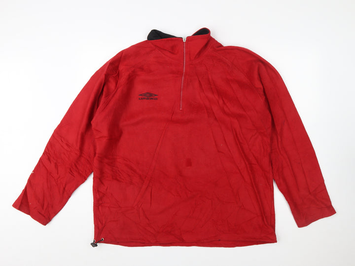 Umbro Men's Red Fleece 1/4 Zip Pullover Sweatshirt Size L